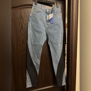 Mugler Blue and Black Skinny Jeans